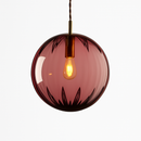 Suspension design à LED en boule de verre colorée