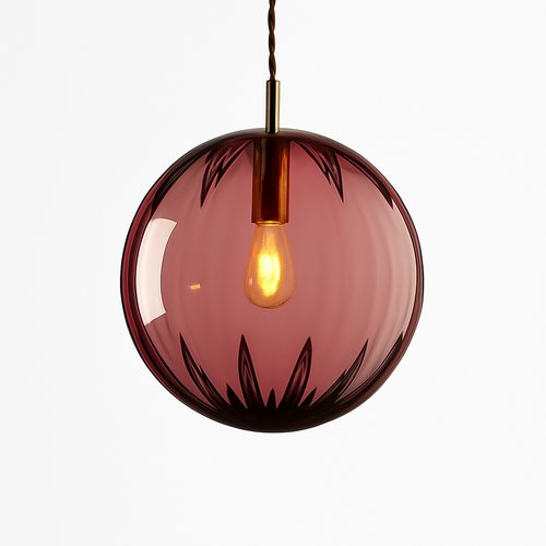 Suspension design à LED en boule de verre colorée - vue 12 sur 11