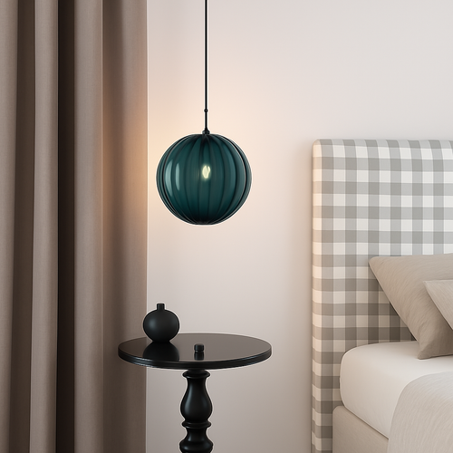 Suspension design à LED en boule de verre colorée - vue 5 sur 11