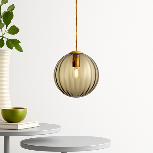 Suspension design à LED en boule de verre colorée - vue 7 sur 11