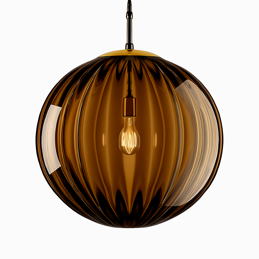 Suspension design à LED en boule de verre colorée - vue 9 sur 11