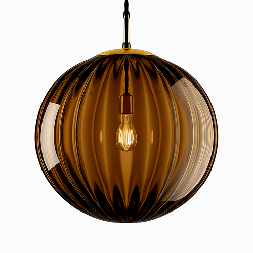 Suspension design à LED en boule de verre colorée - vue 10 sur 11