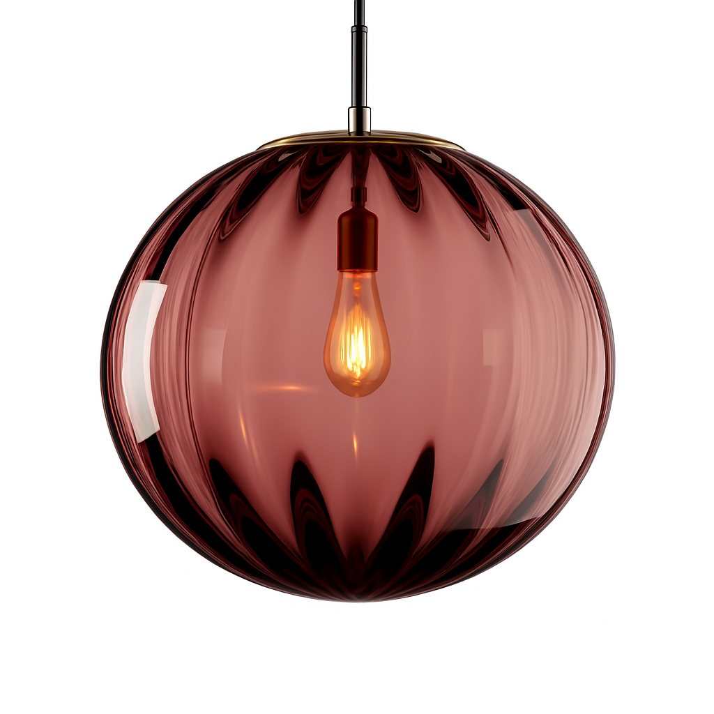 Suspension design à LED en boule de verre colorée - vue 10 sur 11