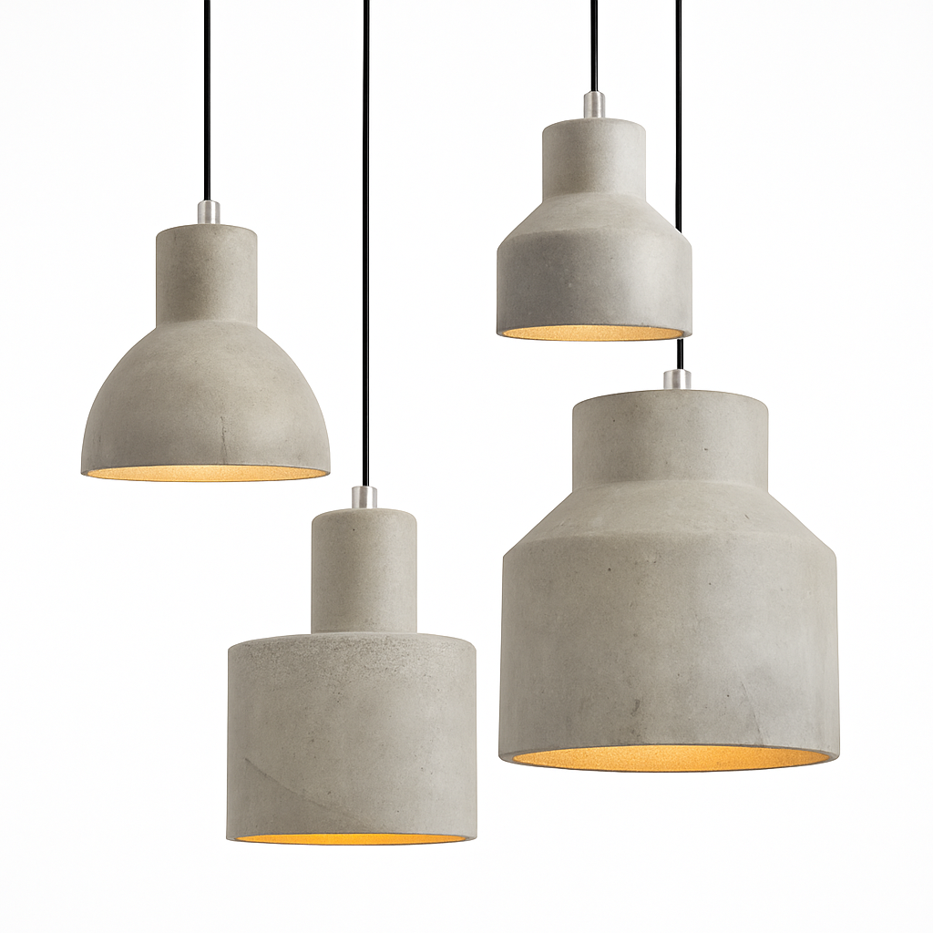 Suspension design LED en ciment (plusieurs formes) - vue 3 sur 11