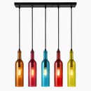 Suspension design à LED en forme de bouteille en verre de couleur