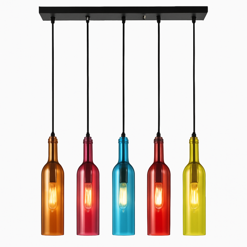 Suspension design à LED en forme de bouteille en verre de couleur - vue 13 sur 12