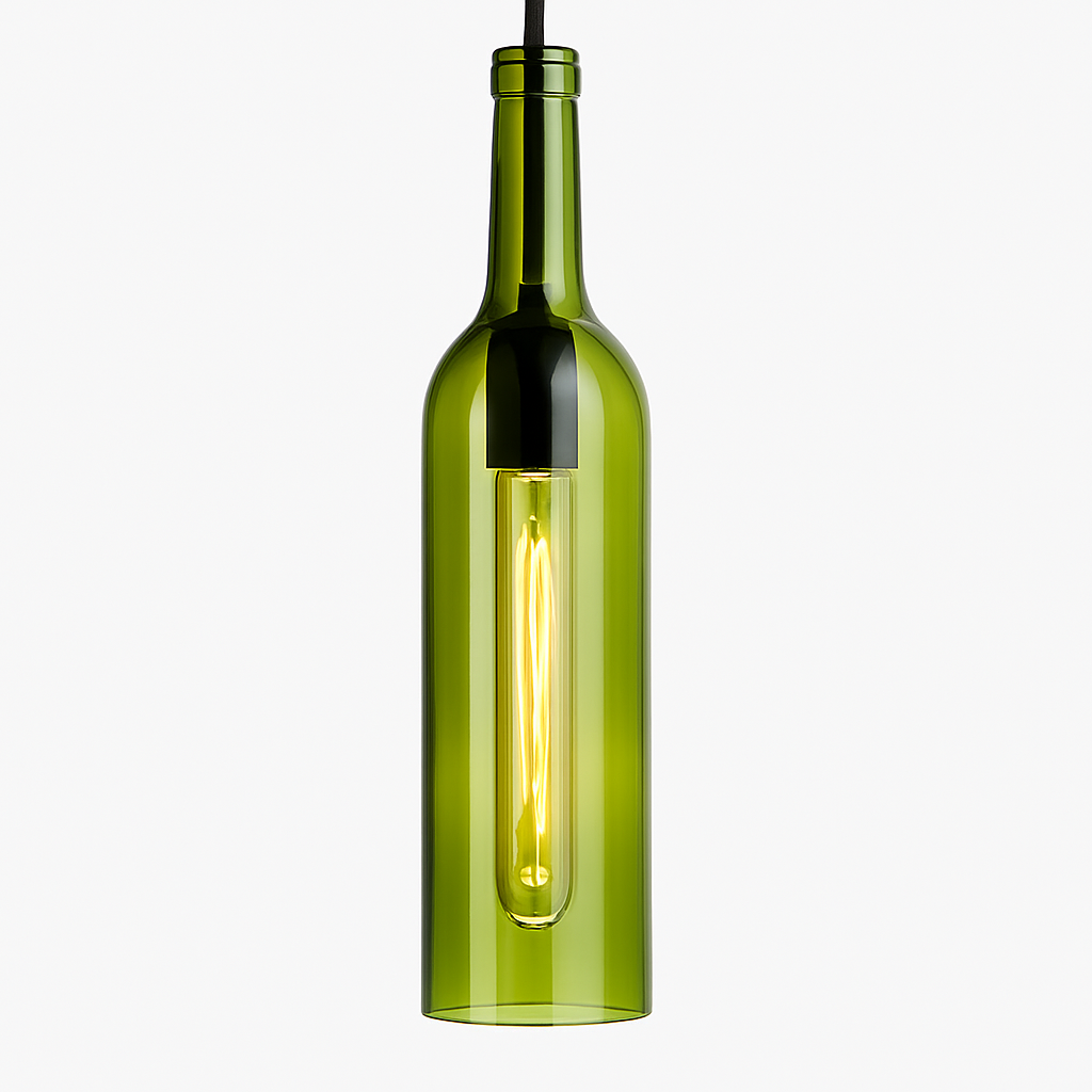 Suspension design à LED en forme de bouteille en verre de couleur - vue 4 sur 12