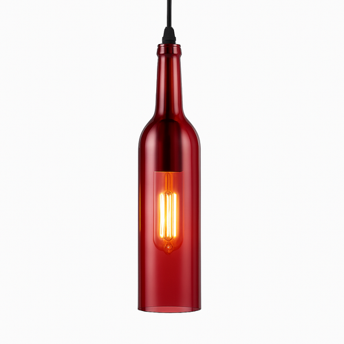 Suspension design à LED en forme de bouteille en verre de couleur - vue 7 sur 12