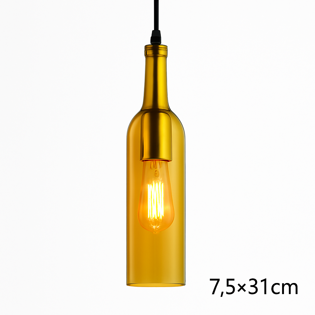 Suspension design à LED en forme de bouteille en verre de couleur - vue 9 sur 12