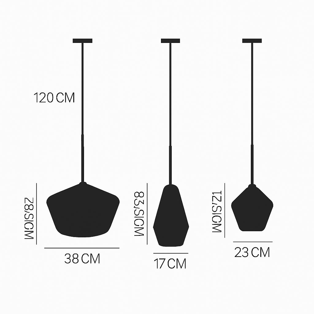 Suspension design à LED en métal et verre de plusieurs formes - vue 13 sur 13