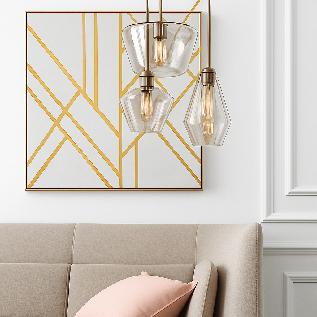 Suspension design à LED en métal et verre de plusieurs formes - vue 2 sur 13