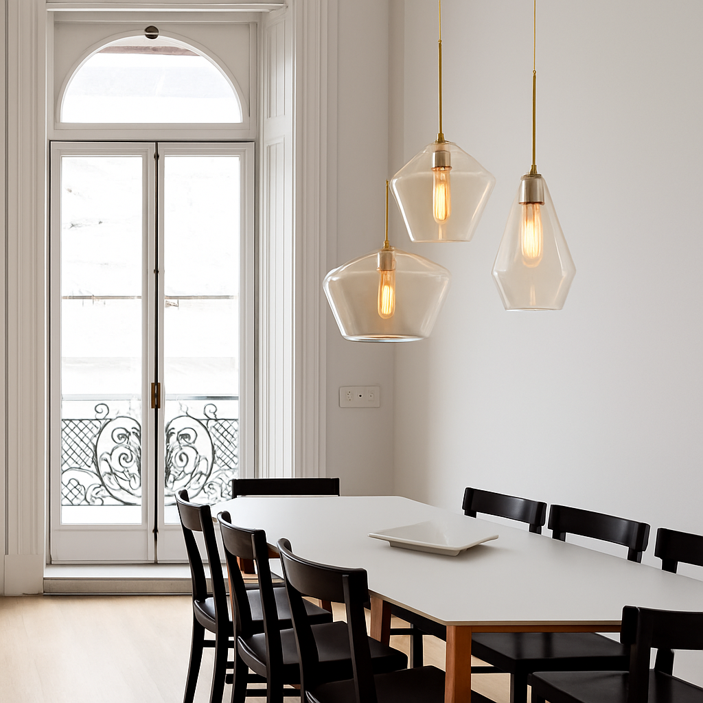 Suspension design à LED en métal et verre de plusieurs formes - vue 4 sur 13