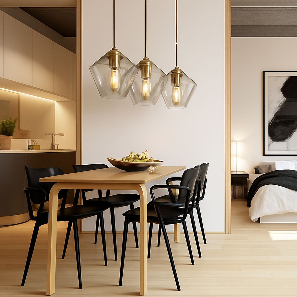 Suspension design à LED en métal et verre de plusieurs formes - vue 5 sur 13