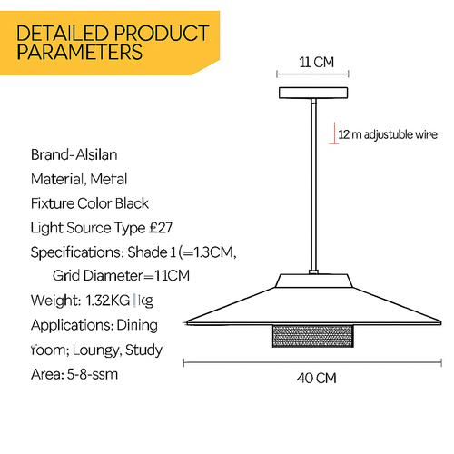 Suspension design LED en métal noir et doré Bar - vue 3 sur 7