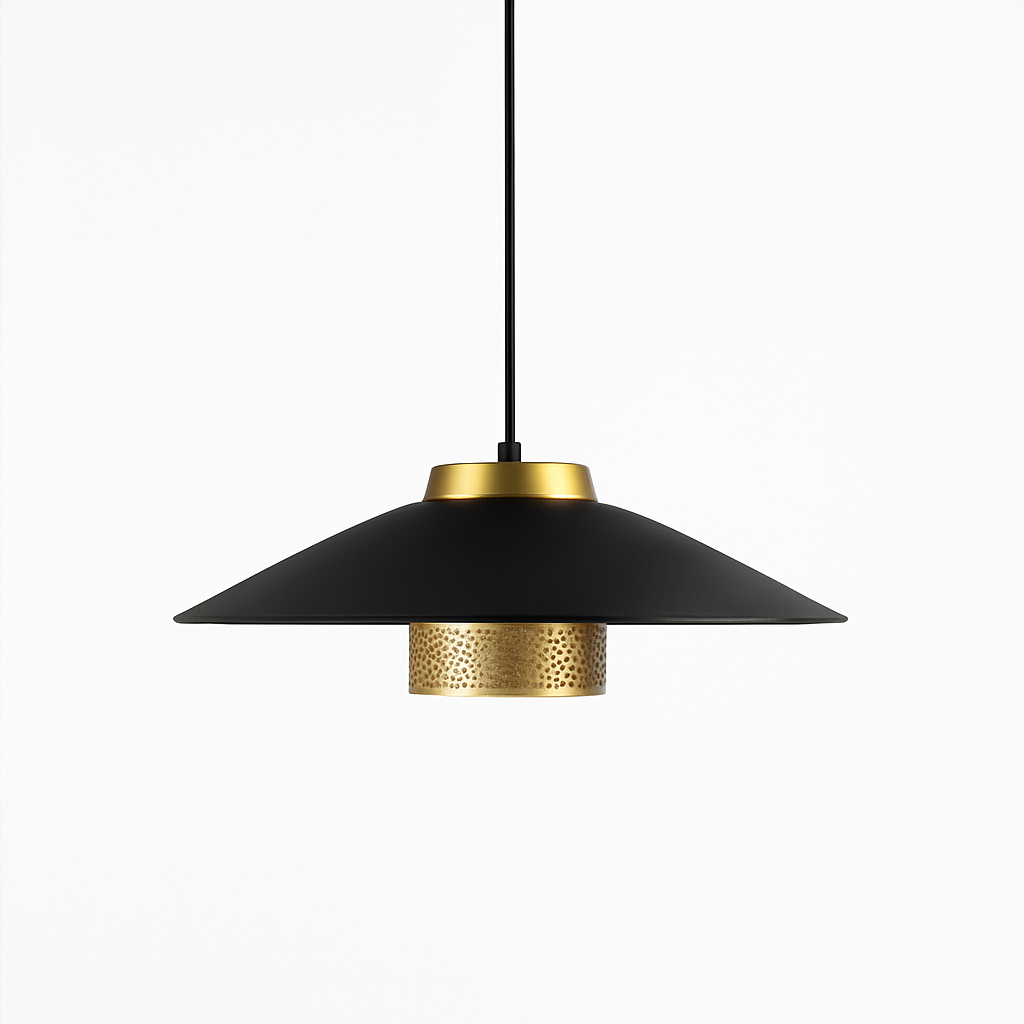 Suspension design LED en métal noir et doré Bar - vue 5 sur 7