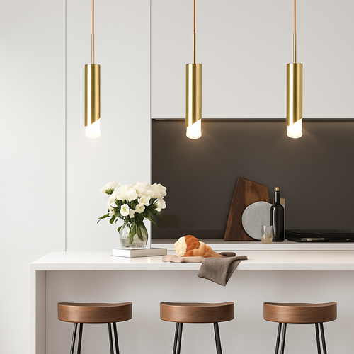 Suspension design à LED en métal style cylindre Loft - vue 3 sur 7