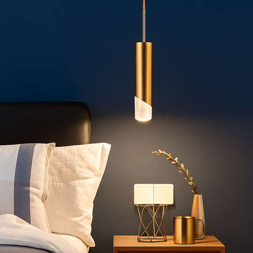Suspension design à LED en métal style cylindre Loft - vue 4 sur 7