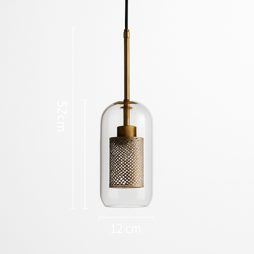 Suspension design LED en verre avec lampe doré - vue 13 sur 18