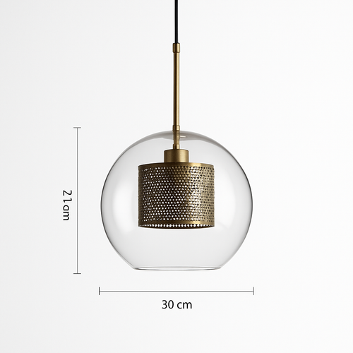 Suspension design LED en verre avec lampe doré - vue 14 sur 18