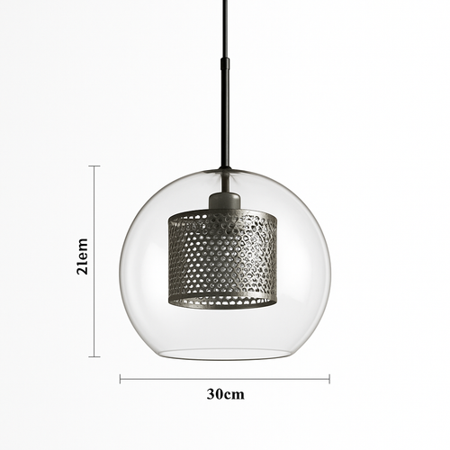Suspension design LED en verre avec lampe doré - vue 15 sur 18