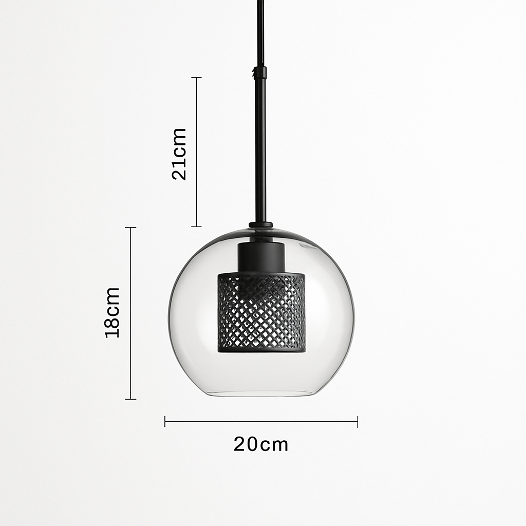 Suspension design LED en verre avec lampe doré - vue 16 sur 18