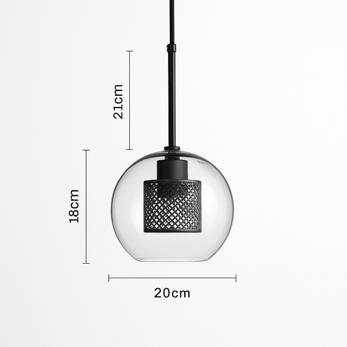 Suspension design LED en verre avec lampe doré - vue 17 sur 18