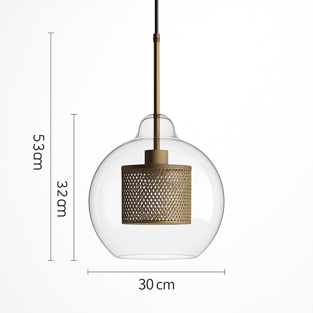 Suspension design LED en verre avec lampe doré - vue 18 sur 18