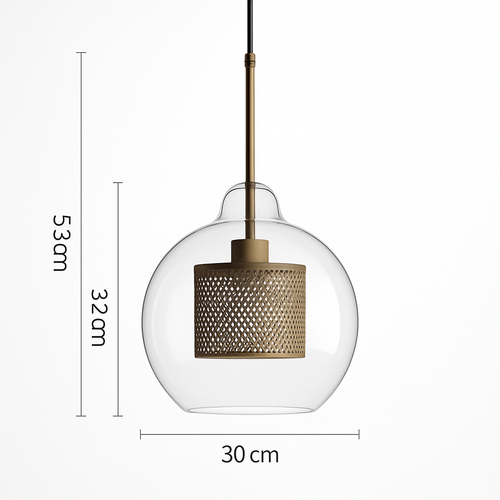 Suspension design LED en verre avec lampe doré - vue 19 sur 18