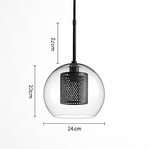 Suspension design LED en verre avec lampe doré - vue 8 sur 18