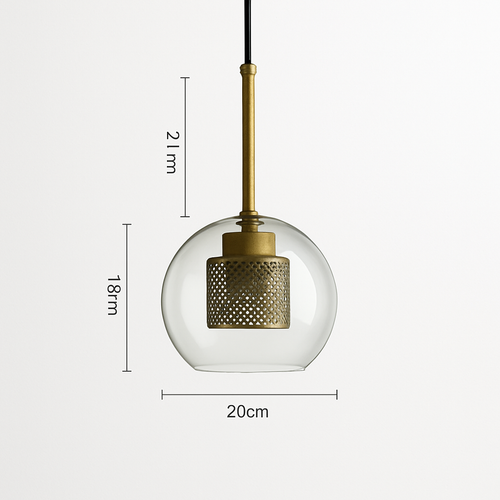 Suspension design LED en verre avec lampe doré - vue 10 sur 18