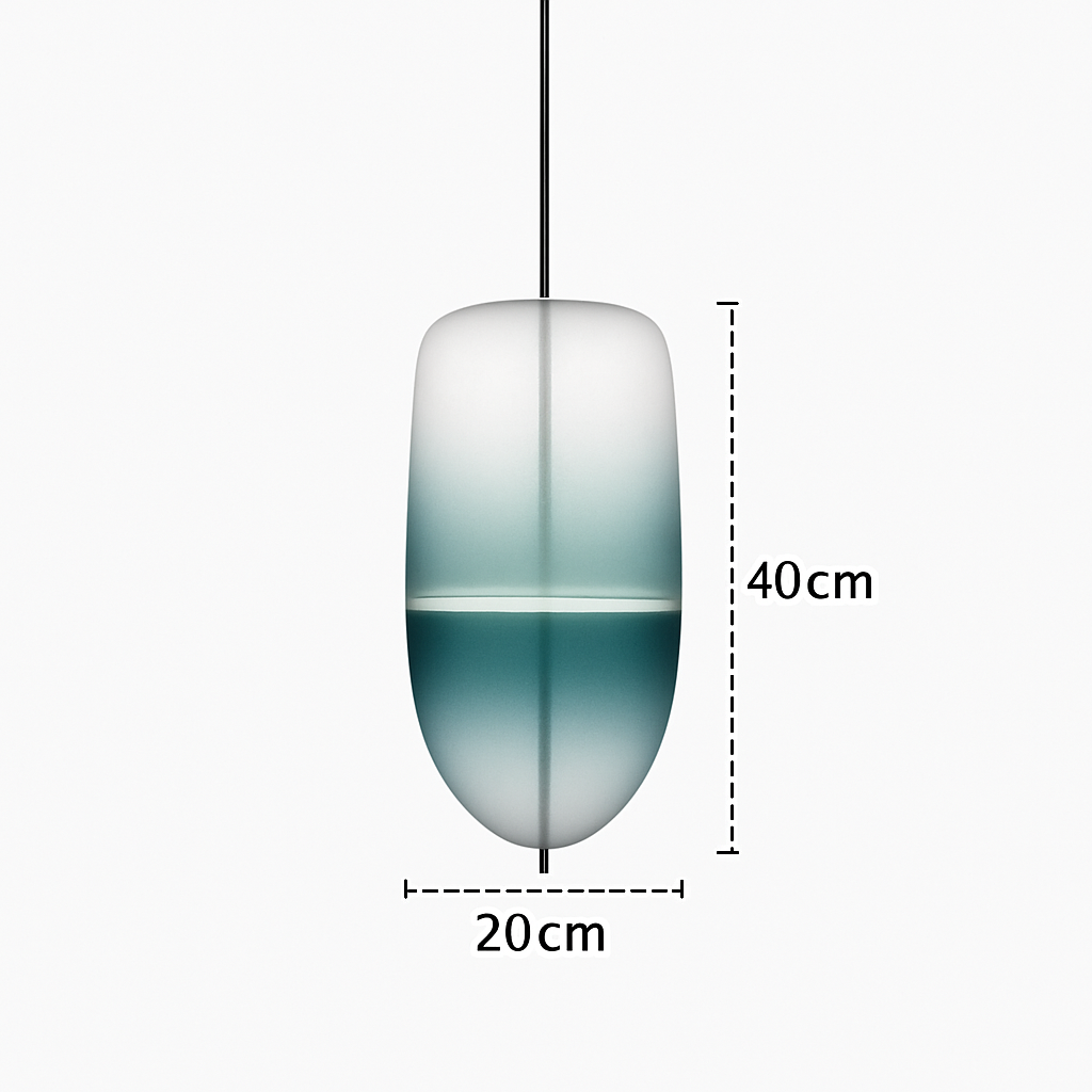 Suspension design LED en verre bleu de plusieurs formes - vue 5 sur 15