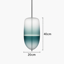 Suspension design LED en verre bleu de plusieurs formes