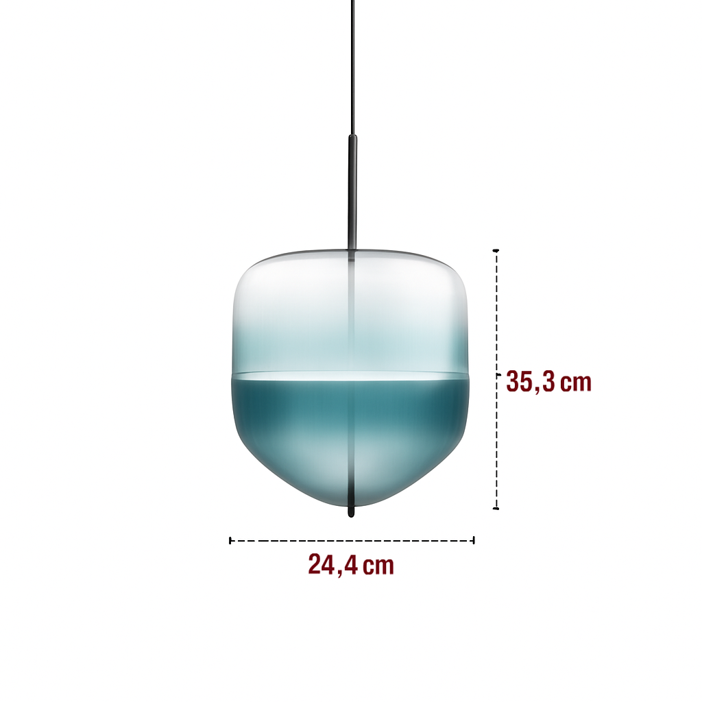 Suspension design LED en verre bleu de plusieurs formes - vue 6 sur 15