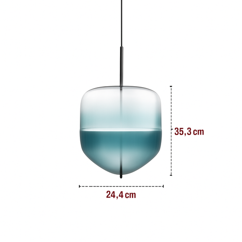 Suspension design LED en verre bleu de plusieurs formes - vue 7 sur 15