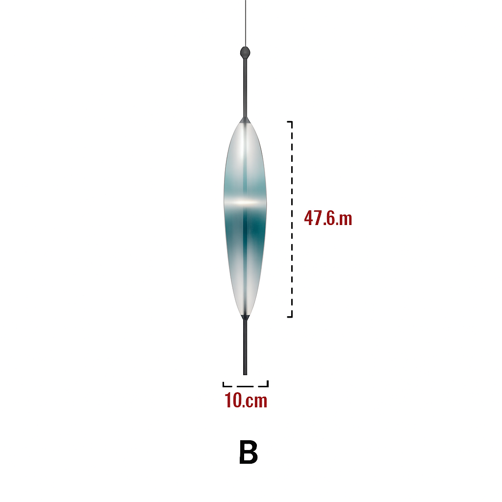 Suspension design LED en verre bleu de plusieurs formes - vue 8 sur 15
