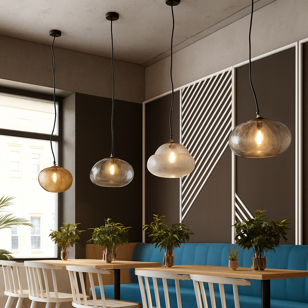 Suspension design à LED en verre soufflé style hang - vue 4 sur 8