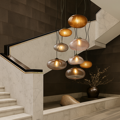 Suspension design à LED en verre soufflé style hang - vue 6 sur 8