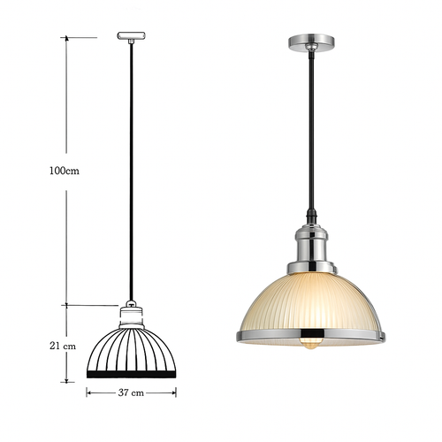 Suspension design LED en verre style Loft industriel - vue 4 sur 6