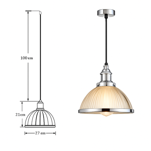 Suspension design LED en verre style Loft industriel - vue 7 sur 6