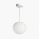 Suspension design LED forme ovale en verre blanc