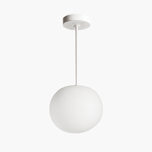 Suspension design LED forme ovale en verre blanc - vue 2 sur 5