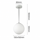 Suspension design LED forme ovale en verre blanc