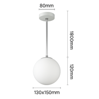 Suspension design LED forme ovale en verre blanc