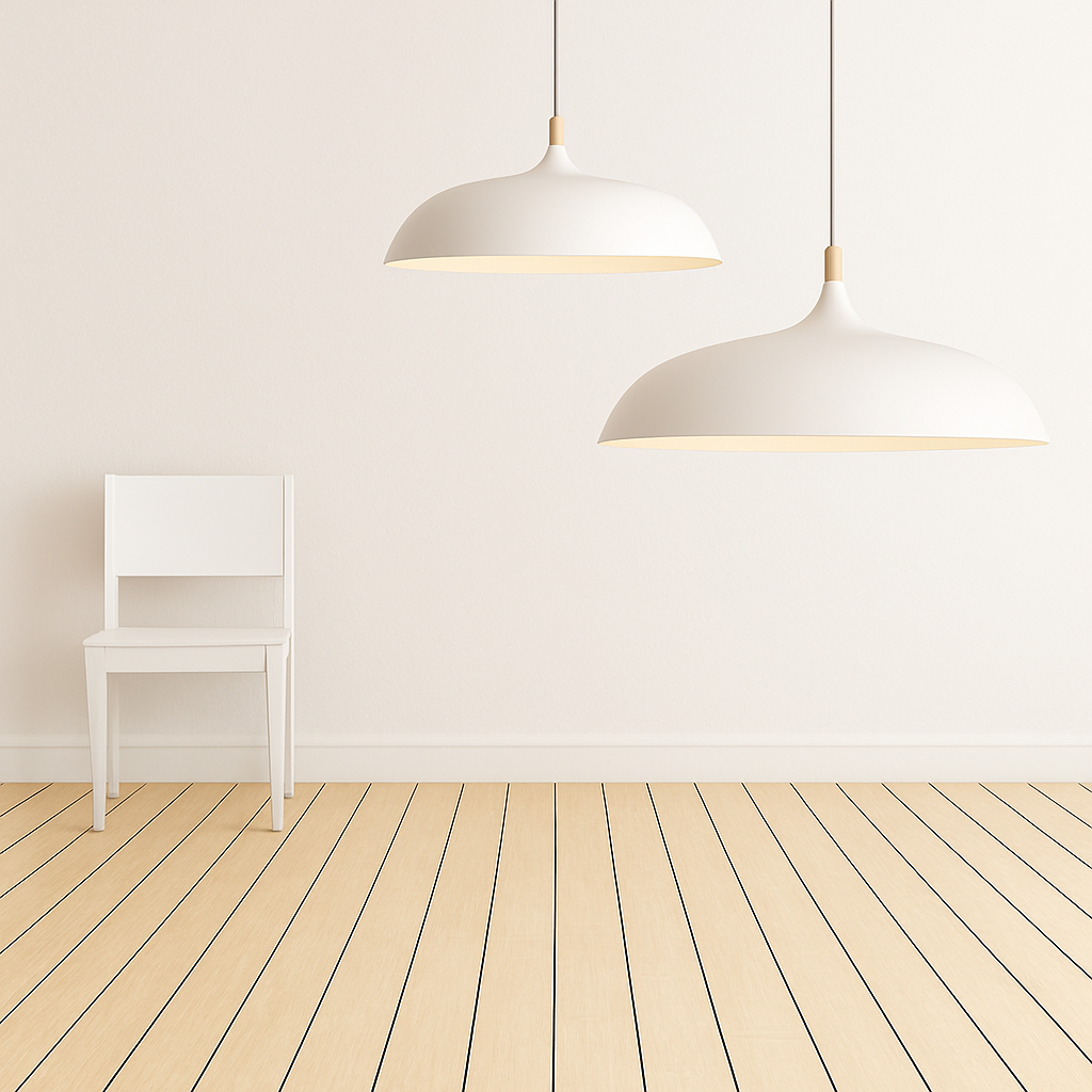 Suspension design LED à l'abat-jour arrondi en métal blanc Creative - vue 3 sur 5