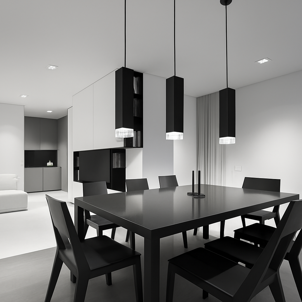 Suspension design LED rectangulaire (noir ou blanc) - vue 3 sur 5