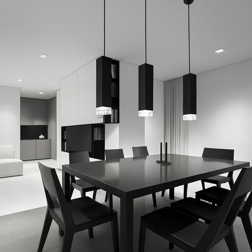 Suspension design LED rectangulaire (noir ou blanc) - vue 3 sur 5