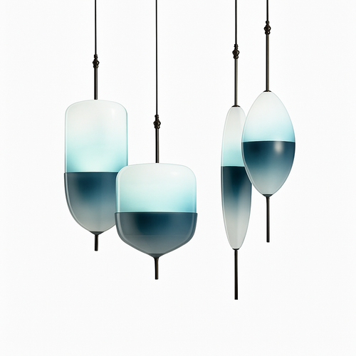Suspension design moderne en verre en forme de goutte bleue - vue 2 sur 19