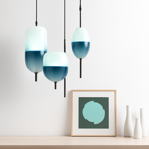 Suspension design moderne en verre en forme de goutte bleue - vue 3 sur 19