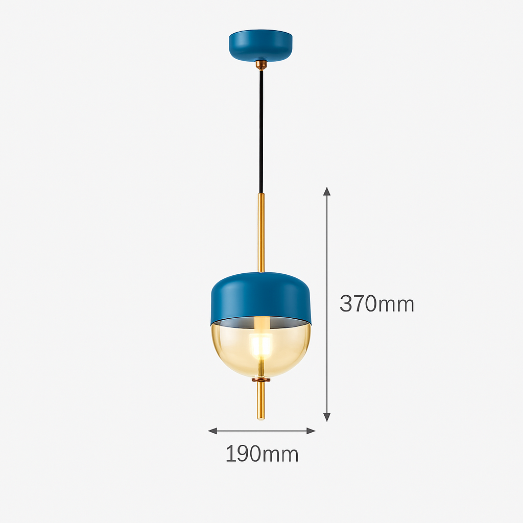 Suspension design moderne en verre en forme de goutte bleue - vue 12 sur 19