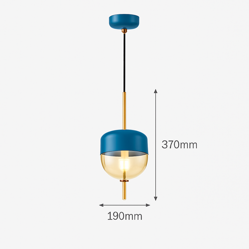 Suspension design moderne en verre en forme de goutte bleue - vue 13 sur 19